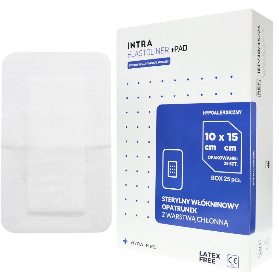 ELASTOLINER+PAD 10cm x 15cm 25szt opatrunek z wkładem chłonnym